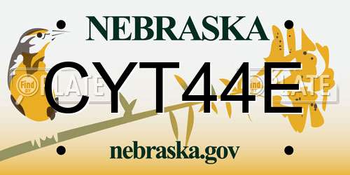 CYT44E Nebraska License Plate