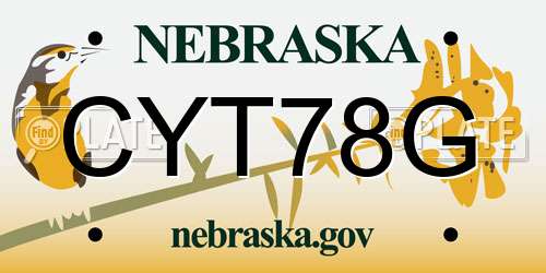 CYT78G Nebraska License Plate