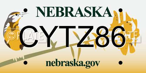 CYTZ86 Nebraska License Plate