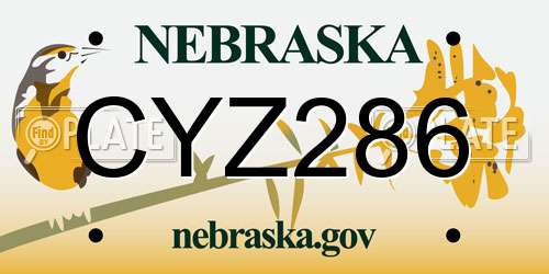 CYZ286 Nebraska License Plate