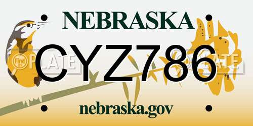 CYZ786 Nebraska License Plate