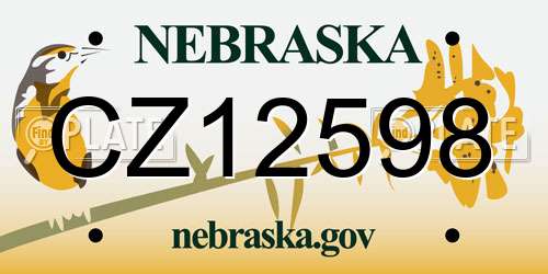 CZ12598 Nebraska License Plate
