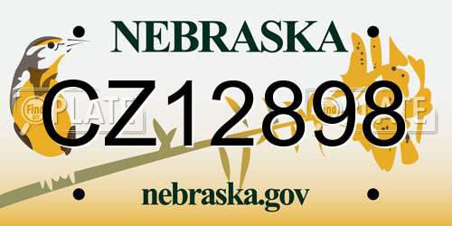 CZ12898 Nebraska License Plate
