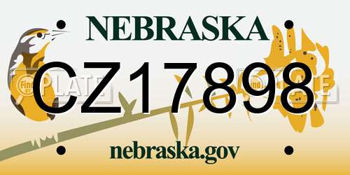 CZ17898 Nebraska License Plate