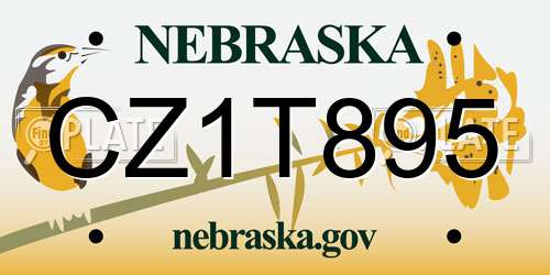 CZ1T895 Nebraska License Plate