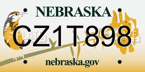 CZ1T898 Nebraska License Plate