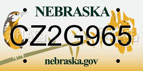 CZ2G965 Nebraska License Plate