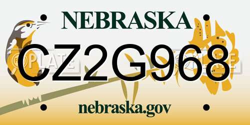 CZ2G968 Nebraska License Plate