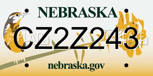 CZ2Z243 Nebraska License Plate