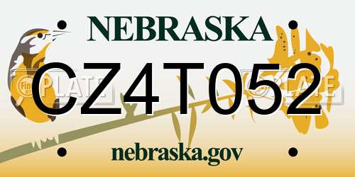 CZ4T052 Nebraska License Plate