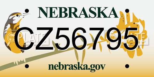 CZ56795 Nebraska License Plate