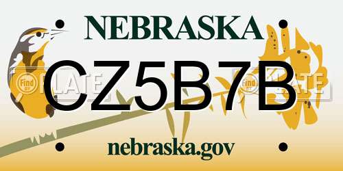 CZ5B7B Nebraska License Plate