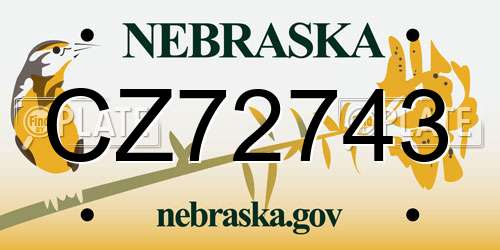 CZ72743 Nebraska License Plate