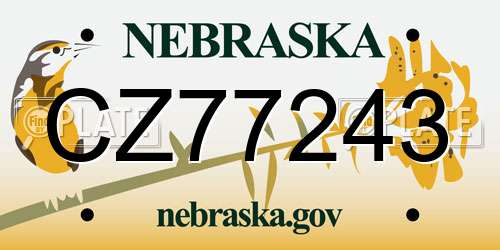 CZ77243 Nebraska License Plate