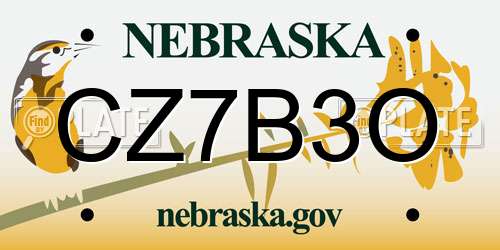 CZ7B3O Nebraska License Plate