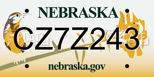 CZ7Z243 Nebraska License Plate