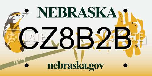 CZ8B2B Nebraska License Plate