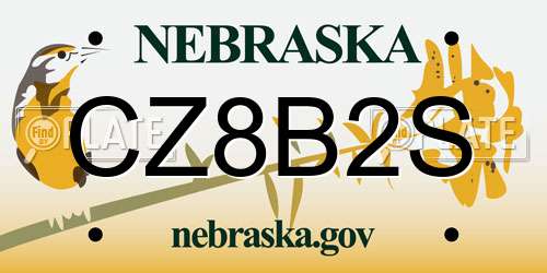 CZ8B2S Nebraska License Plate