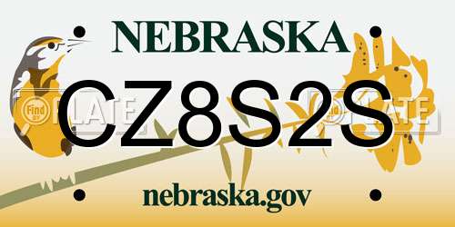 CZ8S2S Nebraska License Plate