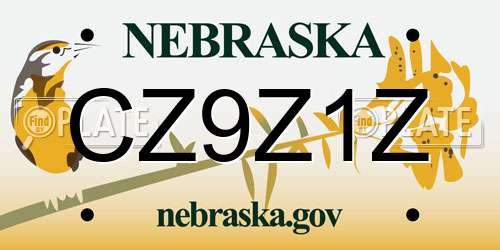 CZ9Z1Z Nebraska License Plate