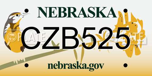 CZB525 Nebraska License Plate