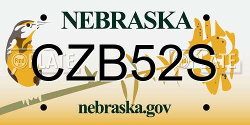 CZB52S Nebraska License Plate