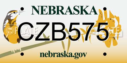 CZB575 Nebraska License Plate