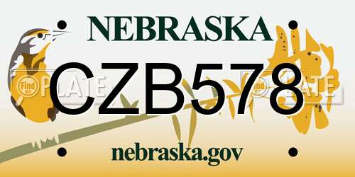 CZB578 Nebraska License Plate
