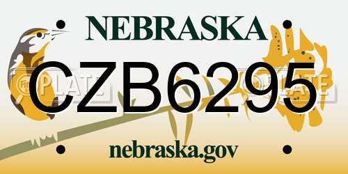 CZB6295 Nebraska License Plate