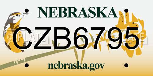 CZB6795 Nebraska License Plate
