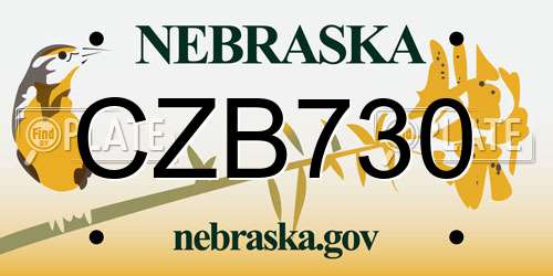 CZB730 Nebraska License Plate
