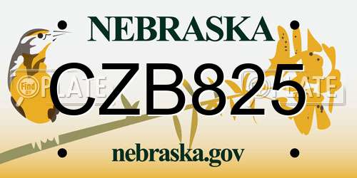 CZB825 Nebraska License Plate