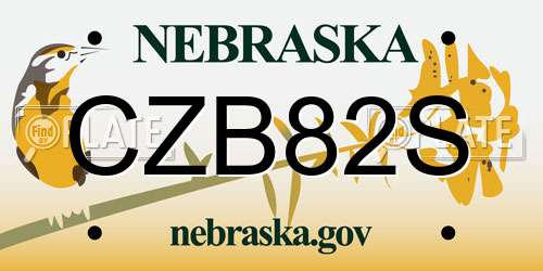CZB82S Nebraska License Plate