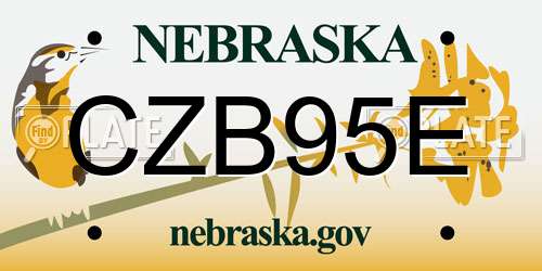 CZB95E Nebraska License Plate