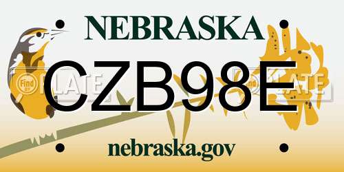 CZB98E Nebraska License Plate