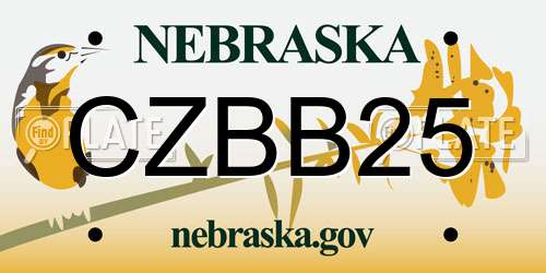 CZBB25 Nebraska License Plate