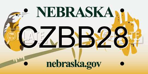 CZBB28 Nebraska License Plate