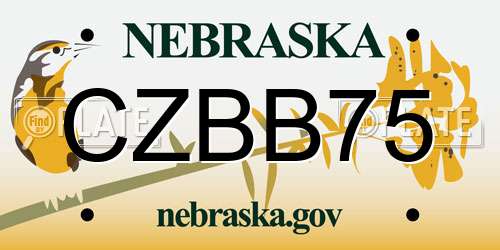 CZBB75 Nebraska License Plate
