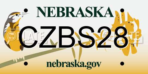 CZBS28 Nebraska License Plate