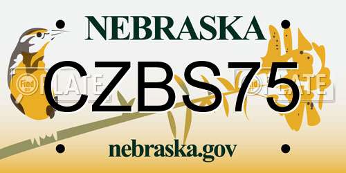 CZBS75 Nebraska License Plate