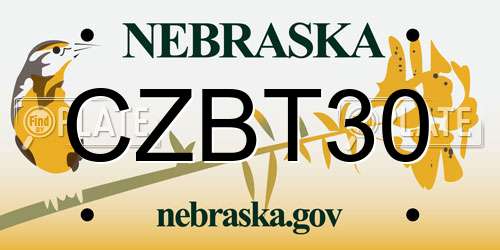CZBT30 Nebraska License Plate