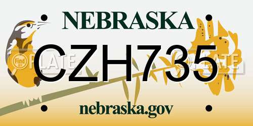 CZH735 Nebraska License Plate