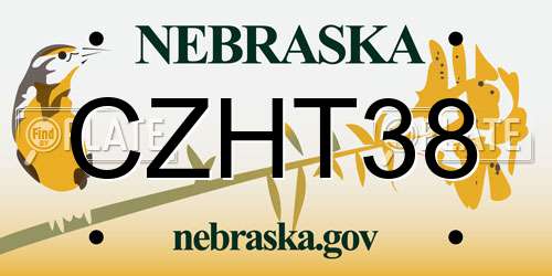 CZHT38 Nebraska License Plate