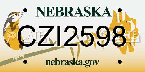 CZI2598 Nebraska License Plate
