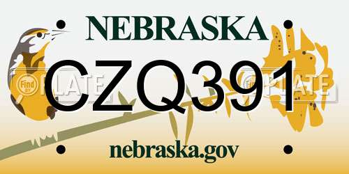 CZQ391 Nebraska License Plate