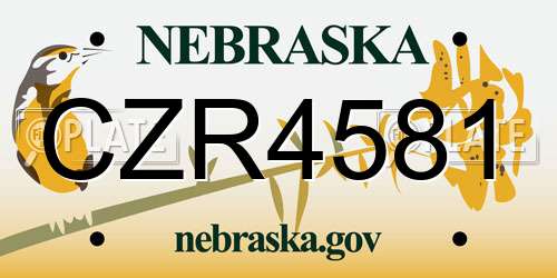 CZR4581 Nebraska License Plate