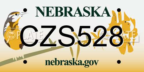 CZS528 Nebraska License Plate