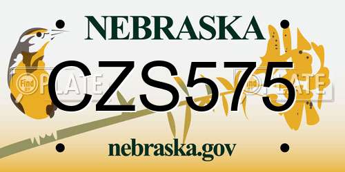 CZS575 Nebraska License Plate