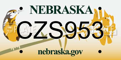 CZS953 Nebraska License Plate