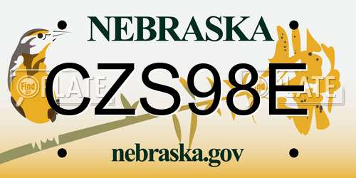 CZS98E Nebraska License Plate